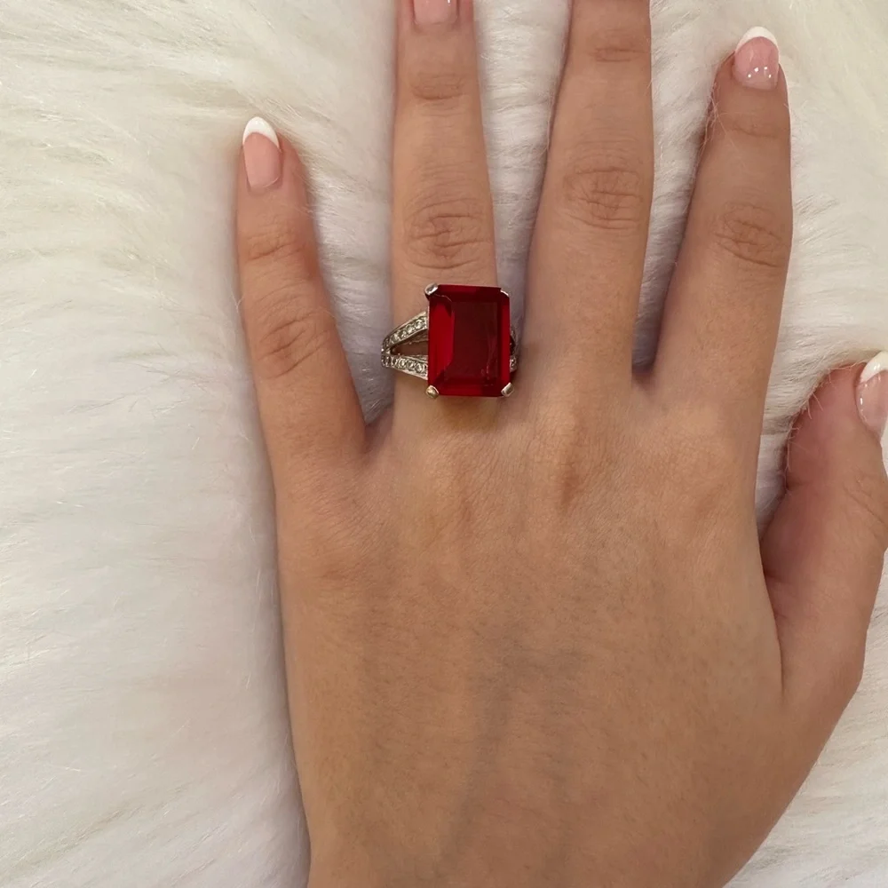 Radiant Red Gemstone Women's Ring